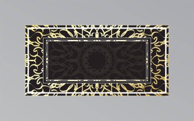 Mandala tarzında duvarda altın çerçeve.