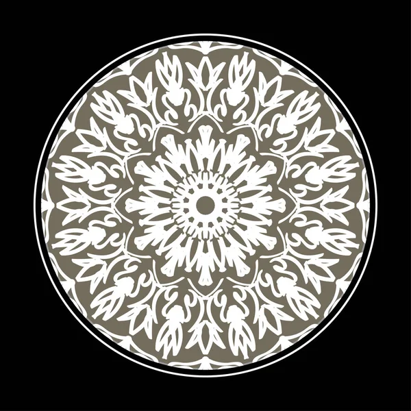Pola Melingkar Dalam Bentuk Mandala Dengan Bunga Untuk Hiasan Tato - Stok Vektor