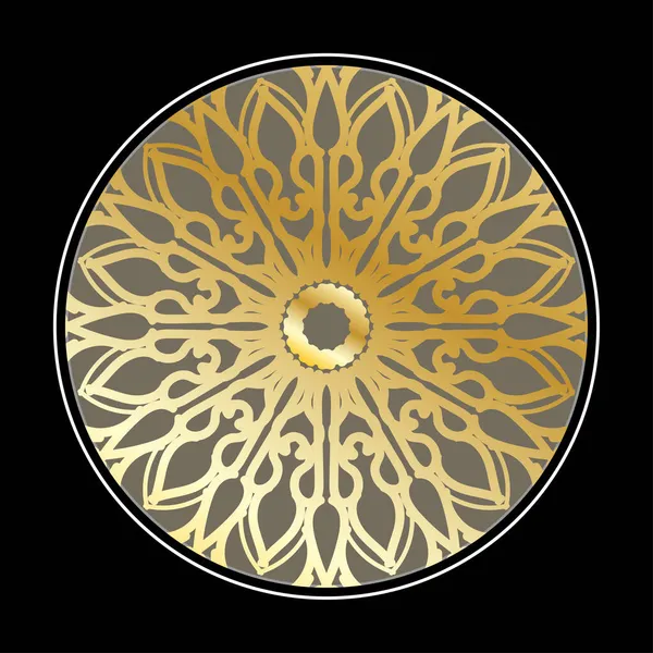 Patrón Circular Forma Mandala Con Flor Para Decoración Del Tatuaje — Vector de stock