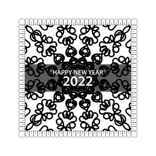 Felice Anno Nuovo 2022 Mano Disegnato Mandala Ornamento Indiano — Vettoriale Stock