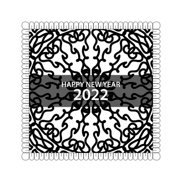 Feliz Ano Novo 2022 Mão Desenhado Mandala Ornamento Indiano —  Vetores de Stock