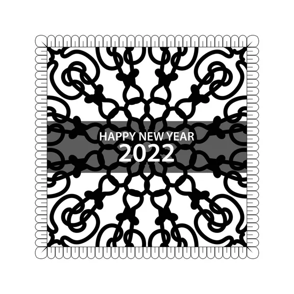 Felice Anno Nuovo 2022 Mano Disegnato Mandala Ornamento Indiano — Vettoriale Stock