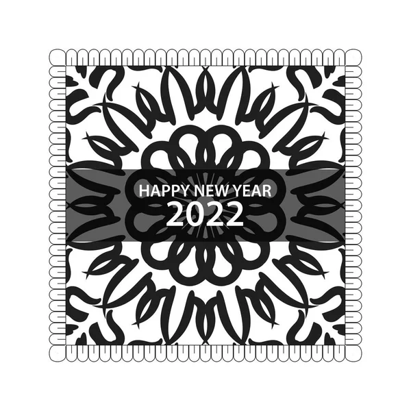 Feliz Ano Novo 2022 Mão Desenhado Mandala Ornamento Indiano —  Vetores de Stock