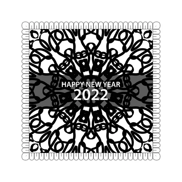Feliz Año Nuevo 2022 Mano Dibujado Mandala Ornamento Indio — Vector de stock