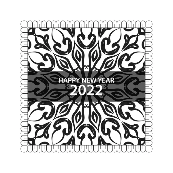 Šťastný Nový Rok 2022 Ruce Kreslené Indiánské Ornament Mandala — Stockový vektor