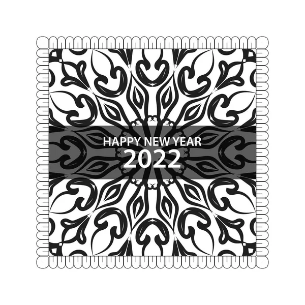 Feliz Año Nuevo 2022 Mano Dibujado Mandala Ornamento Indio — Vector de stock