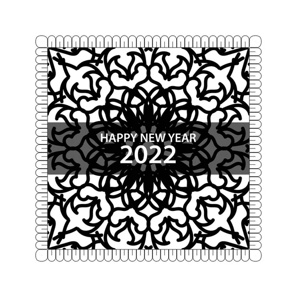 Feliz Ano Novo 2022 Mão Desenhado Mandala Ornamento Indiano —  Vetores de Stock