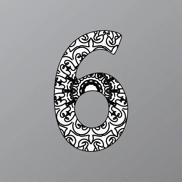 Zahl Mit Mandala Dekorative Ornamente Ethnischen Orientalischen Stil Malbuchseite — Stockvektor