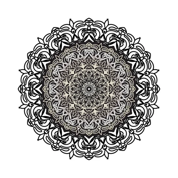 曼荼羅の形の円形のパターンは ヘナ曼荼羅の入れ墨の装飾のための花と — ストックベクタ