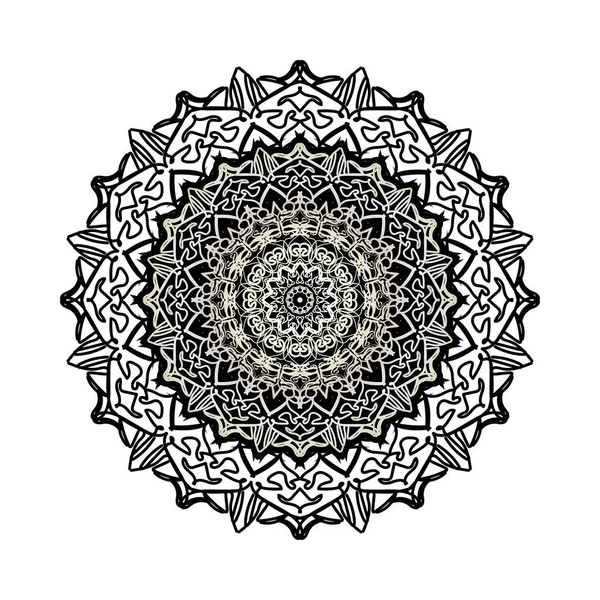 Okrągły Wzór Postaci Mandali Kwiatem Dekoracji Tatuażu Henna Mandala — Wektor stockowy