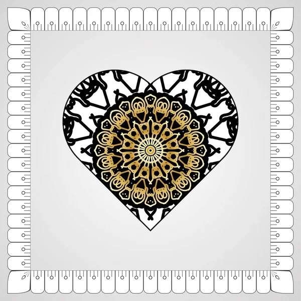 Okrągły Wzór Postaci Mandali Kwiatem Dekoracji Tatuażu Henna Mandala — Wektor stockowy
