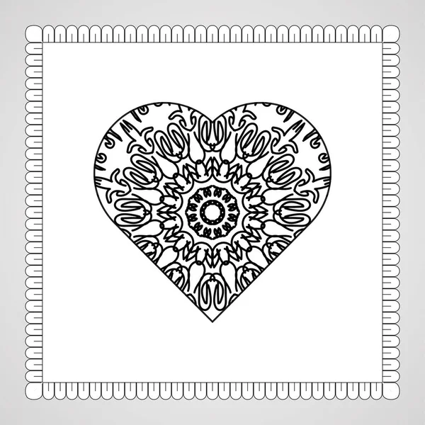 Handgezeichnetes Herz Mit Mandala Dekoration Ethnischen Orientalischen Doodle Ornament — Stockvektor