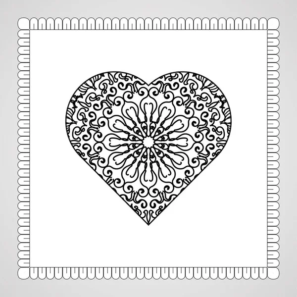 Inima Trasă Mână Mandala Decorare Ornament Etnic Oriental Doodle — Vector de stoc