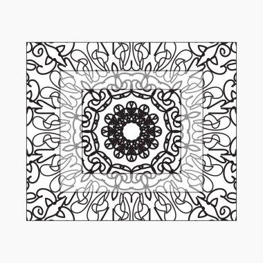 Mandala ile elle çizilmiş çerçeve. Etnik oryantal karalama süslemeleri üzerine dekorasyon