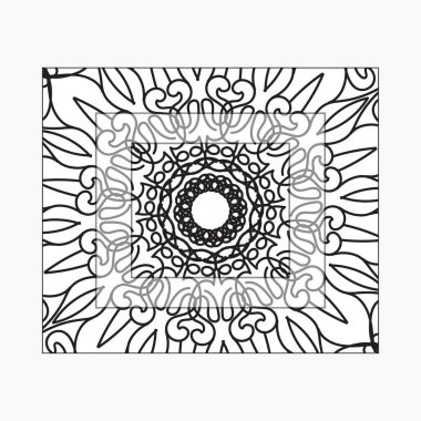 Mandala ile elle çizilmiş çerçeve. Etnik oryantal karalama süslemeleri üzerine dekorasyon