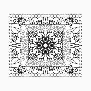 Mandala ile elle çizilmiş çerçeve. Etnik oryantal karalama süslemeleri üzerine dekorasyon