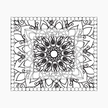 Mandala ile elle çizilmiş çerçeve. Etnik oryantal karalama süslemeleri üzerine dekorasyon