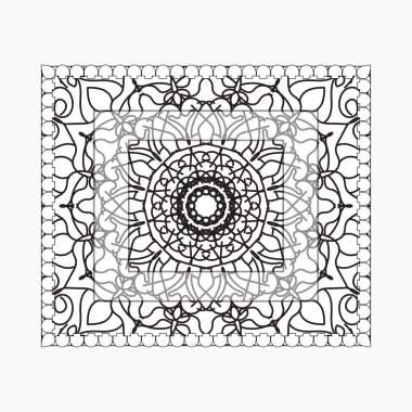 Mandala ile elle çizilmiş çerçeve. Etnik oryantal karalama süslemeleri üzerine dekorasyon