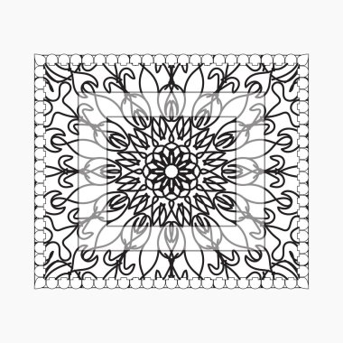 Mandala ile elle çizilmiş çerçeve. Etnik oryantal karalama süslemeleri üzerine dekorasyon