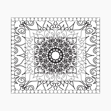 Mandala ile elle çizilmiş çerçeve. Etnik oryantal karalama süslemeleri üzerine dekorasyon