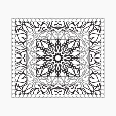 Mandala ile elle çizilmiş çerçeve. Etnik oryantal karalama süslemeleri üzerine dekorasyon