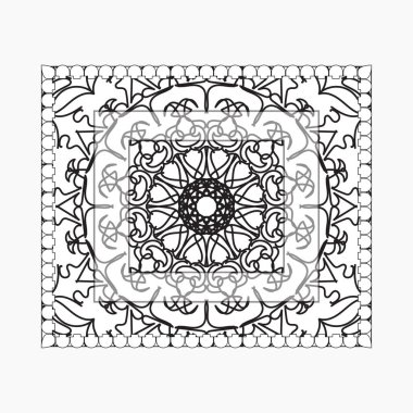 Mandala ile elle çizilmiş çerçeve. Etnik oryantal karalama süslemeleri üzerine dekorasyon