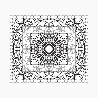 Mandala ile elle çizilmiş çerçeve. Etnik oryantal karalama süslemeleri üzerine dekorasyon