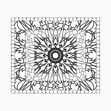 Mandala ile elle çizilmiş çerçeve. Etnik oryantal karalama süslemeleri üzerine dekorasyon