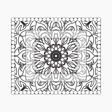 Mandala ile elle çizilmiş çerçeve. Etnik oryantal karalama süslemeleri üzerine dekorasyon