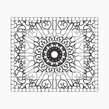 Mandala ile elle çizilmiş çerçeve. Etnik oryantal karalama süslemeleri üzerine dekorasyon