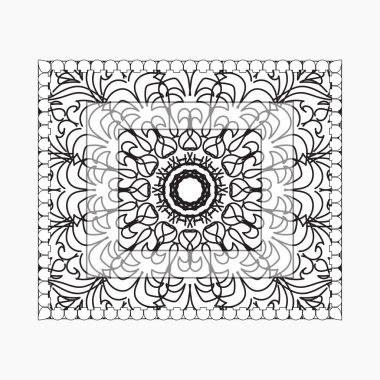 Mandala ile elle çizilmiş çerçeve. Etnik oryantal karalama süslemeleri üzerine dekorasyon