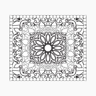 Mandala ile elle çizilmiş çerçeve. Etnik oryantal karalama süslemeleri üzerine dekorasyon