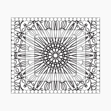 Mandala ile elle çizilmiş çerçeve. Etnik oryantal karalama süslemeleri üzerine dekorasyon