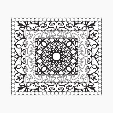 Mandala ile elle çizilmiş çerçeve. Etnik oryantal karalama süslemeleri üzerine dekorasyon