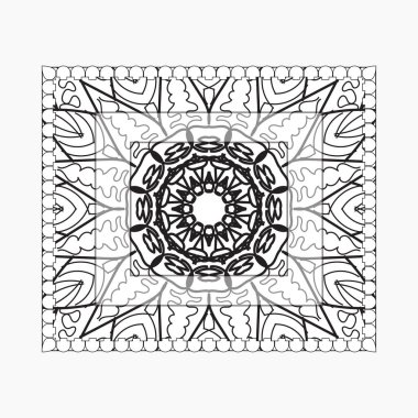 Mandala ile elle çizilmiş çerçeve. Etnik oryantal karalama süslemeleri üzerine dekorasyon