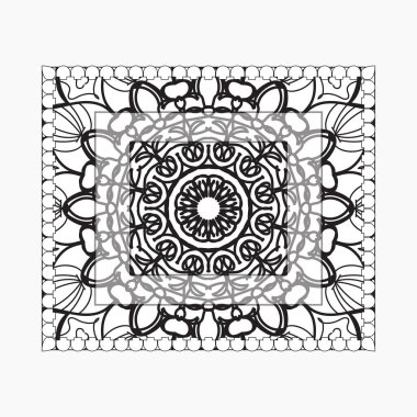 Mandala ile elle çizilmiş çerçeve. Etnik oryantal karalama süslemeleri üzerine dekorasyon