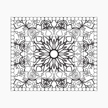 Mandala ile elle çizilmiş çerçeve. Etnik oryantal karalama süslemeleri üzerine dekorasyon