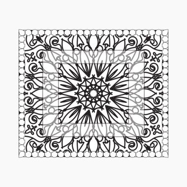 Mandala ile elle çizilmiş çerçeve. Etnik oryantal karalama süslemeleri üzerine dekorasyon