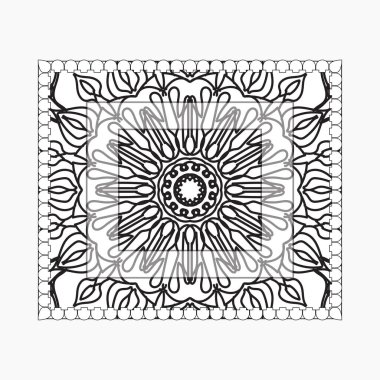 Mandala ile elle çizilmiş çerçeve. Etnik oryantal karalama süslemeleri üzerine dekorasyon