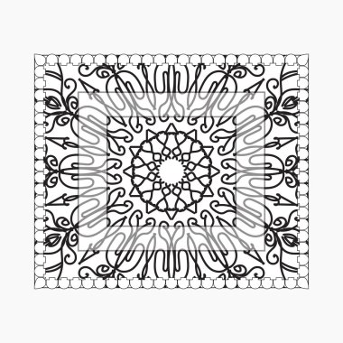 Mandala ile elle çizilmiş çerçeve. Etnik oryantal karalama süslemeleri üzerine dekorasyon