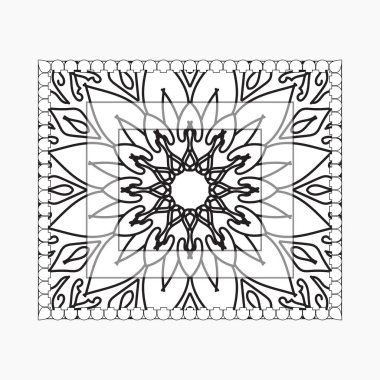 Mandala ile elle çizilmiş çerçeve. Etnik oryantal karalama süslemeleri üzerine dekorasyon