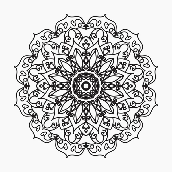 Mandala Dibujado Mano Decoración Adorno Garabato Oriental Étnico — Vector de stock
