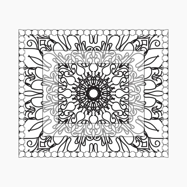 Cadre Dessiné Main Avec Mandala Décoration Dans Des Ornements Doodle — Image vectorielle