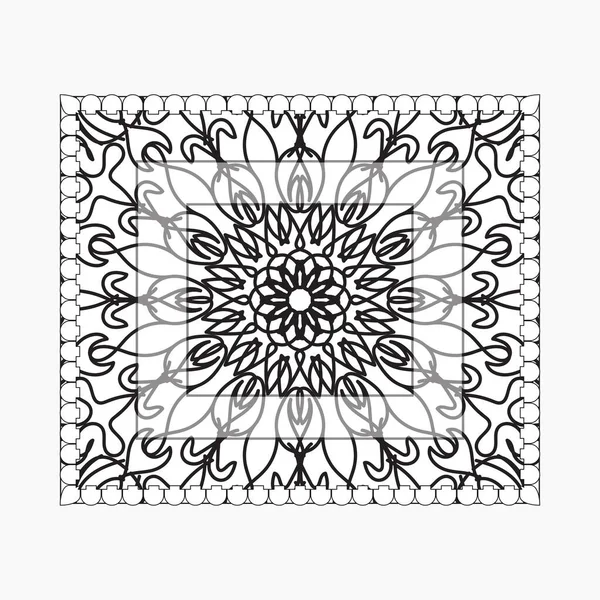 Cadre Dessiné Main Avec Mandala Décoration Dans Des Ornements Doodle — Image vectorielle