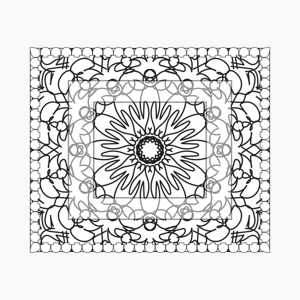 Cadre Dessiné Main Avec Mandala Décoration Dans Des Ornements Doodle — Image vectorielle