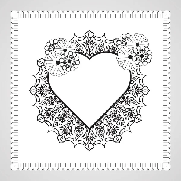 Hand Drawn Heart Mandala Decoration Ethnic Oriental Doodle Ornament — Stock Vector