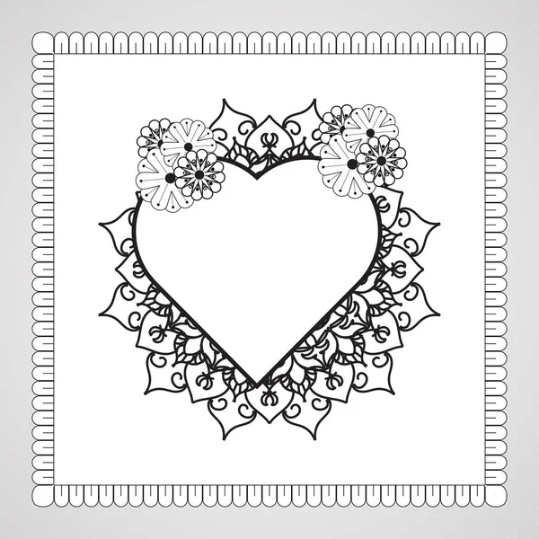 Handgezeichnetes Herz Mit Mandala Dekoration Ethnischen Orientalischen Doodle Ornament — Stockvektor