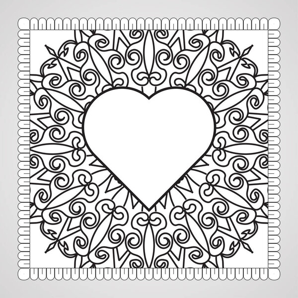 Сердце с мандалой. украшение в украшении этнических восточных каракулей.