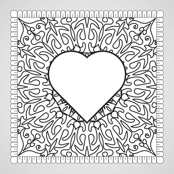 Handgetekend Hart Met Mandala Decoratie Etnisch Oosters Doodle Ornament — Stockvector