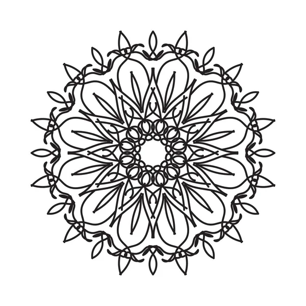 Черно Белая Мандала Цветочным Узором Страница Раскраски — стоковый вектор